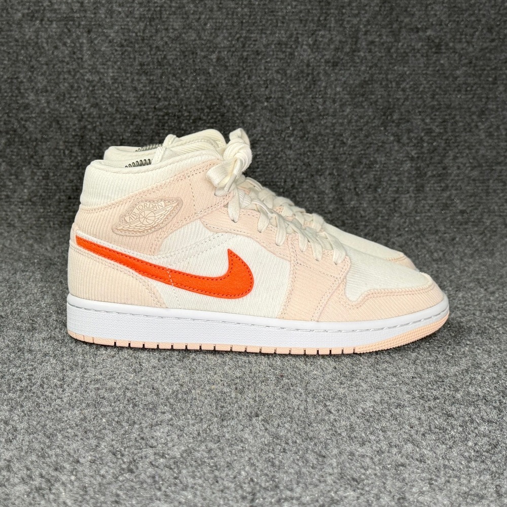 Jordan 1 Mid SE Corduroy Sail Shoe Women 7.5 Light Orange Athletic Retro Sneaker
